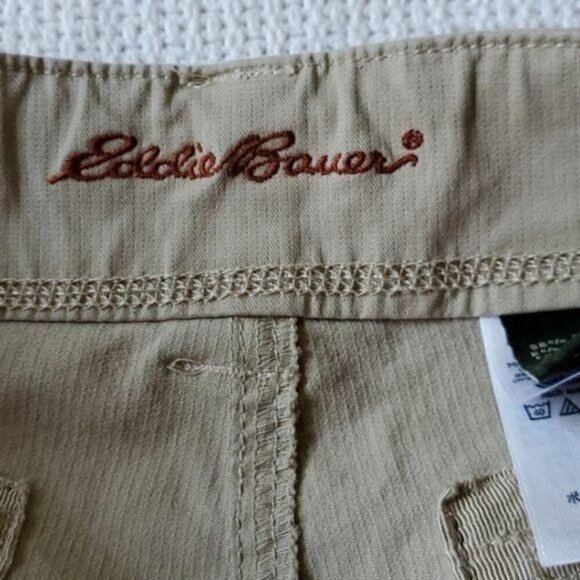 Eddie Bauer Embroidered Cargo Pockets Beige Sporting Cinched Sz 12 Cuffed Pants - Picture 6 of 11